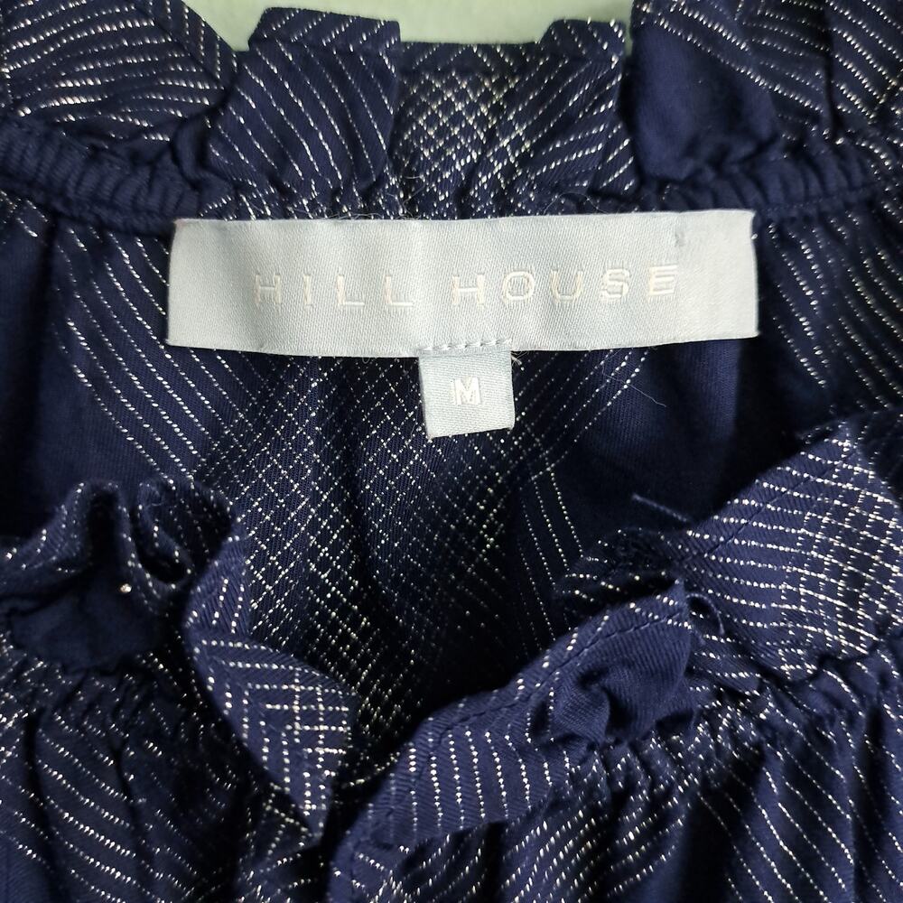 HILL HOUSE Home Navy Silver Metallic Plaid Katherine Nap Mini Dress Medium - Picture 3 of 11